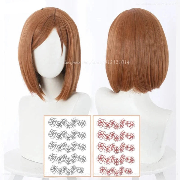 Wigs, Facial Hair Anime Kugisaki Nobara Cosplay Wig Brown Orange Short Heat Resistant Synthetic Hair