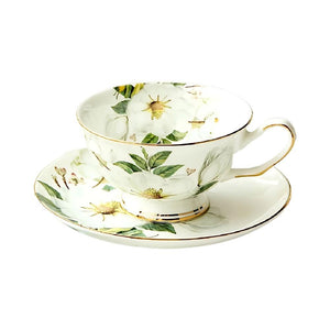 Cups & Saucers White Ceramic Tea Cup Set With Saucer 5.7Oz Drinkware For Kitchen And Dining