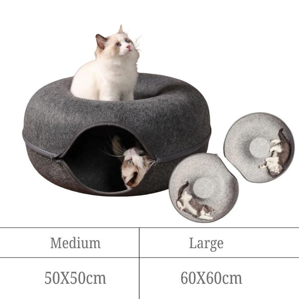 Pet Beds Pet Bed Grey Cat Tunnel Dual Use Indoor Kitten Toys