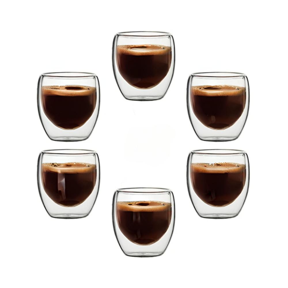 Cups & Saucers Tea Cups Set Of 6 Insulated Espresso Double Wall Shot Glass Drinkware