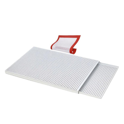 Baking Trays Baking Tray With Silicone Mat Rectangular Perforated Pastry Sheet Pan Silver