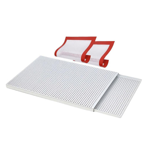 Baking Trays Baking Tray With Silicone Mat Silver Rectangular Perforated Pastry Sheet Pan