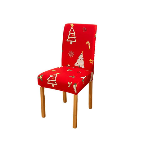 Slipcovers Chair Cover Red Christmas Tree Print Elastic Slipcover Dining Decor Home Furniture