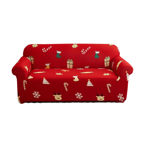 Slipcovers Sofa Cover Red Christmas Tree Snowflakes Design Non Slip Stretchable Slipcover