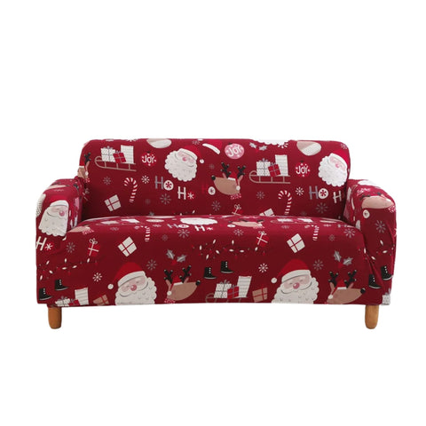 Slipcovers Sofa Cover Maroon Christmas Santa Claus Design Non Slip Stretchable Slipcover