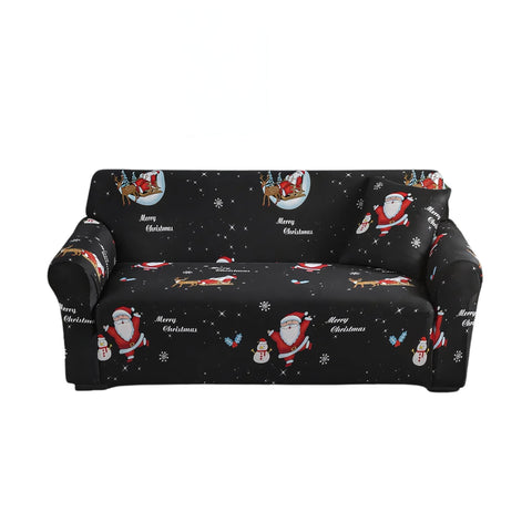 Slipcovers Sofa Cover Black Christmas Santa Claus Design Non Slip Stretchable Slipcover For Home Furniture