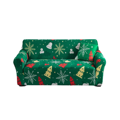 Slipcovers Sofa Cover Green Christmas Tree Bell Design Non Slip Stretchable Slipcover