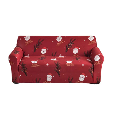 Slipcovers Sofa Cover Maroon Christmas Santa Claus Design Stretchable Non Slip Slipcover