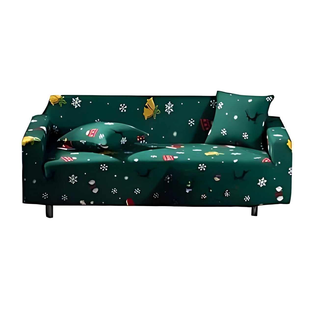 Slipcovers Sofa Cover Green Christmas Snowflakes Design Stretchable Non Slip Slipcover