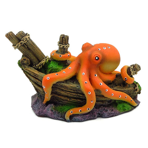 Aquariums Artificial Sink Boat Octopus Aquarium Decoration Ornaments For Fish Tanks