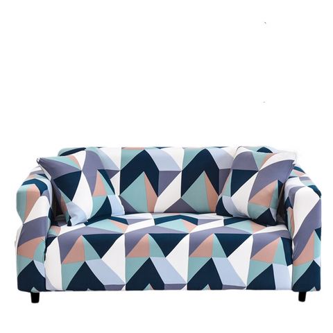 Slipcovers 4 Seater Sofa Cover Blue White Geometric Style Protection For Living Room Slipcover