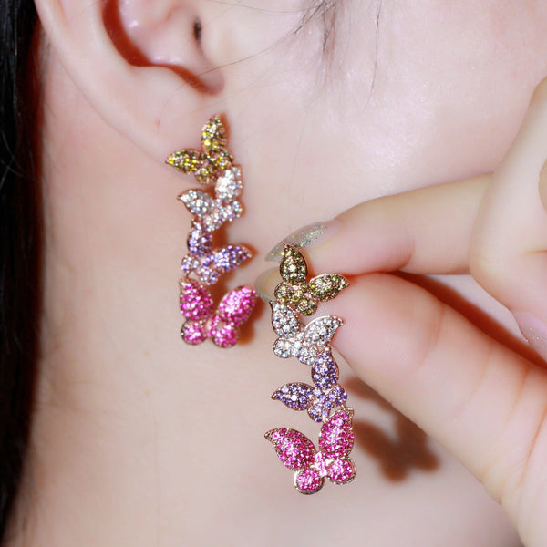 Earrings Butterfly Zircon Korean Style Versatile Jewelry