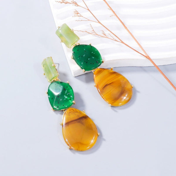 Earrings Women Special Shaped Geometric Multi Layered Exaggerated Resin Lady