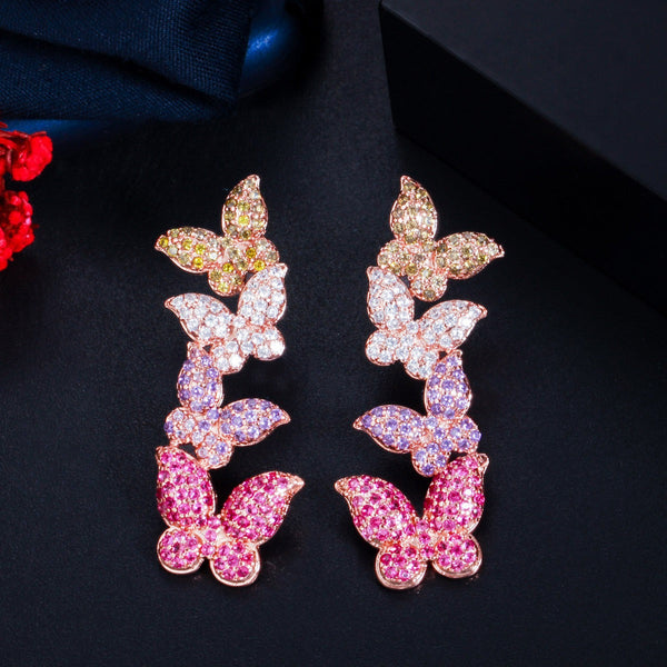 Earrings Butterfly Zircon Korean Style Versatile Jewelry