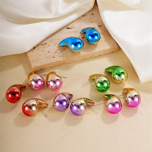 Earrings Gradient Colour Hollow Water Drop For Women Fashion Jewellery Accessories