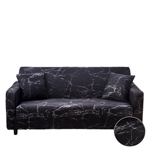 Slipcovers 4 Seater Sofa Cover Marble Black Style Elastic Stretchable Slipcover Home Garden