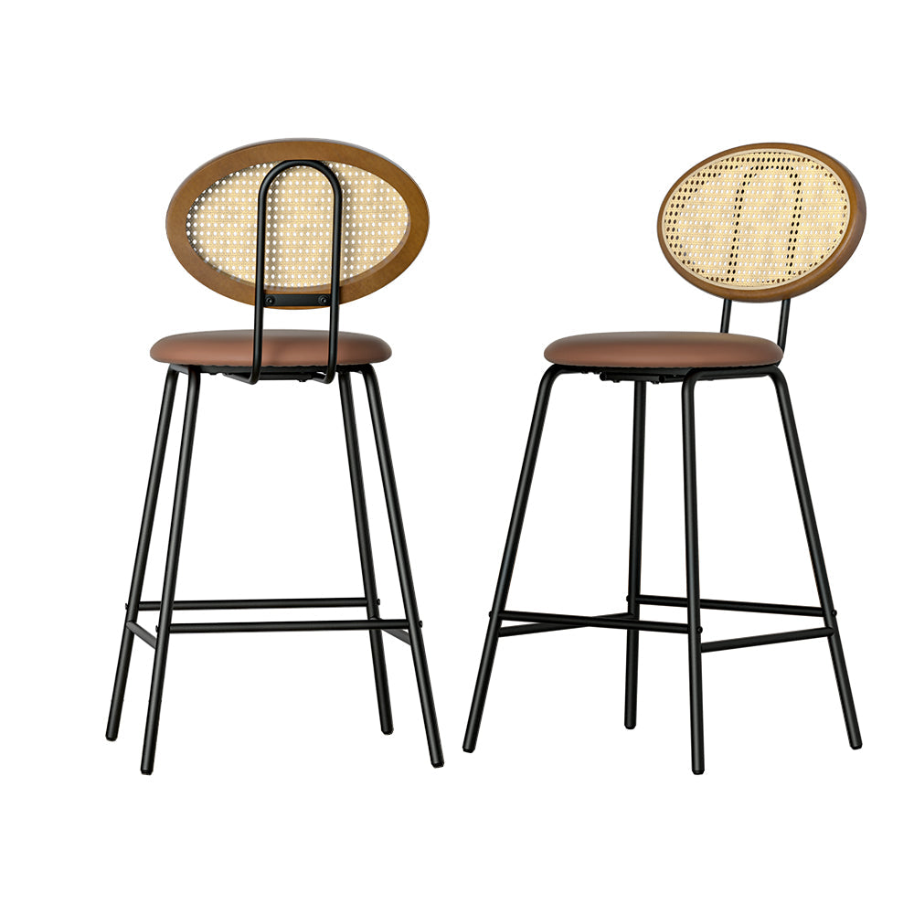 Benches Bar Stools Artiss 2X Bar Stools Pu Leather Brown