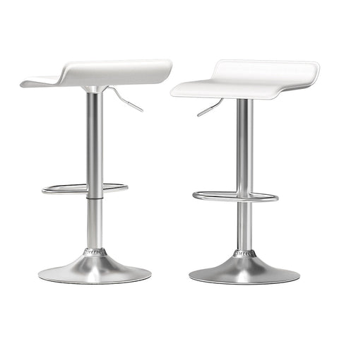 Benches Bar Stools Artiss 2X Bar Stools Faux Leather Chair White