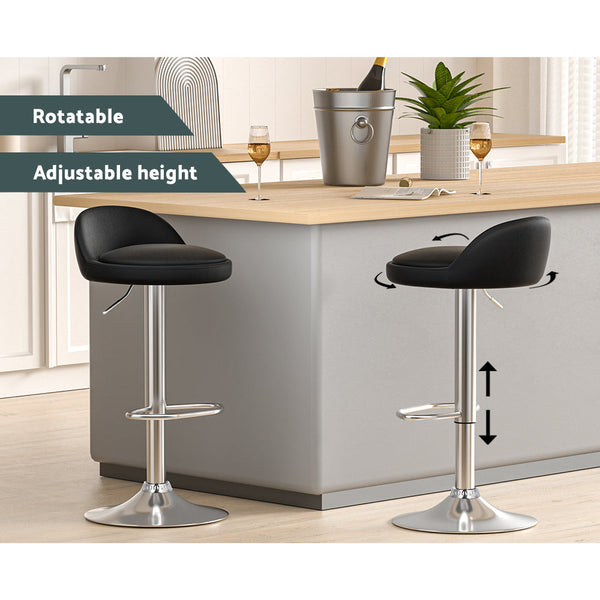 Benches Bar Stools Artiss 2X Bar Stools Pu Leather Gas Lift Black