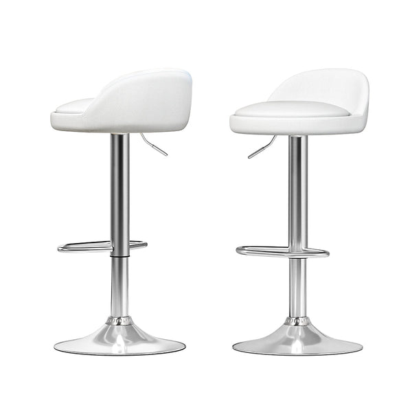 Benches Bar Stools Artiss 2X Bar Stools Pu Leather Gas Lift White