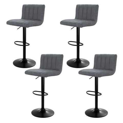 Benches Bar Stools Artiss 4X Bar Stools Vintage Leather Gas Lift Grey