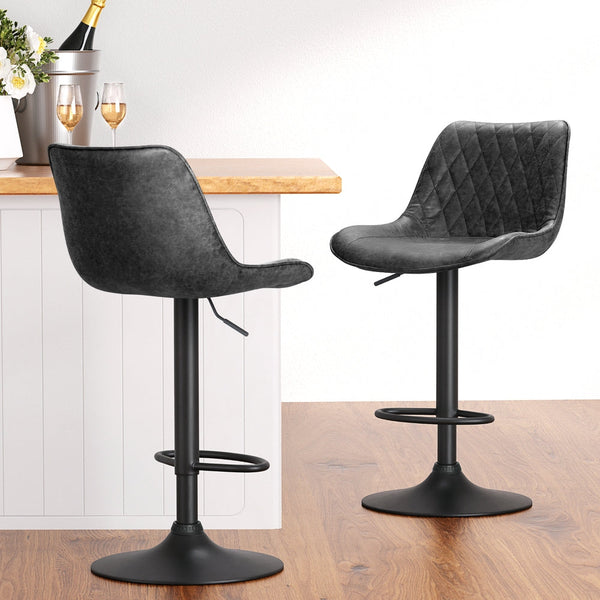 Benches Bar Stools Artiss 4X Bar Stools Gas Lift Vintage Leather Black