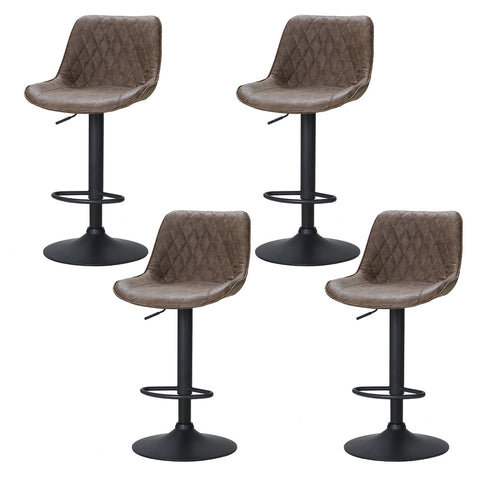 Benches Bar Stools Artiss 4X Bar Stools Gas Lift Vintage Leather Brown