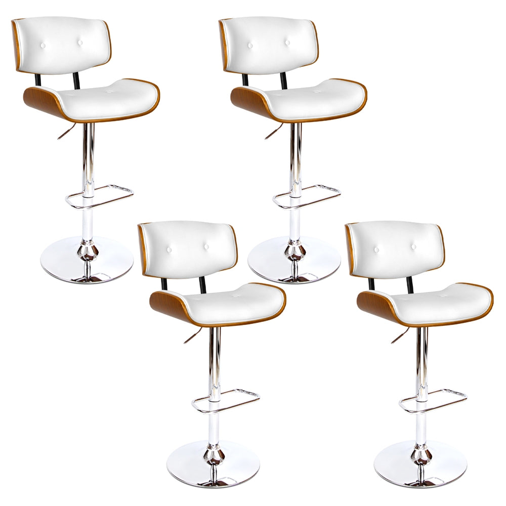 Benches Bar Stools Artiss 4X Bar Stools Gas Lift Leather White