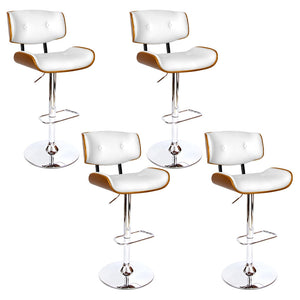 Benches Bar Stools Artiss 4X Bar Stools Gas Lift Leather White