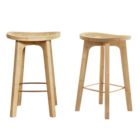 Benches Bar Stools Artiss 2X Bar Stools Bamboo Rattan Counter Chair Kitchen Barstools