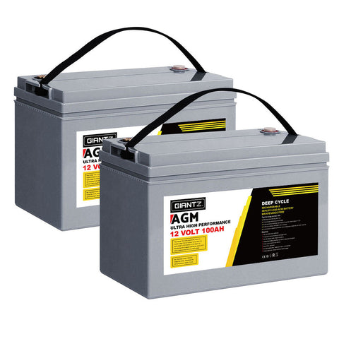 Battery Testers Giantz Agm Deep Cycle Battery 12V 100Ah X2 Box Portable Solar Caravan Camping