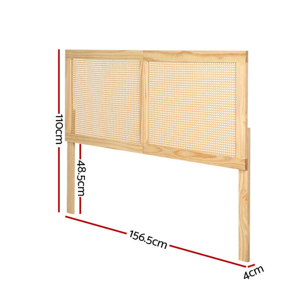 Headboards & Footboards Artiss Bed Head Headboard Queen Rattan Ribo Pine