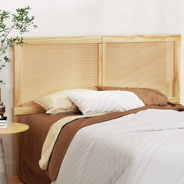 Headboards & Footboards Artiss Bed Head Headboard Queen Rattan Ribo Pine