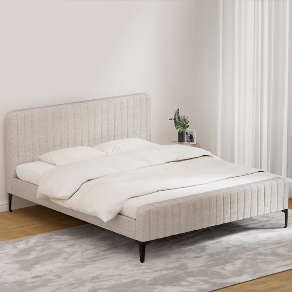 King Bed Frames Artiss Bed Frame King Size Beige Ammy