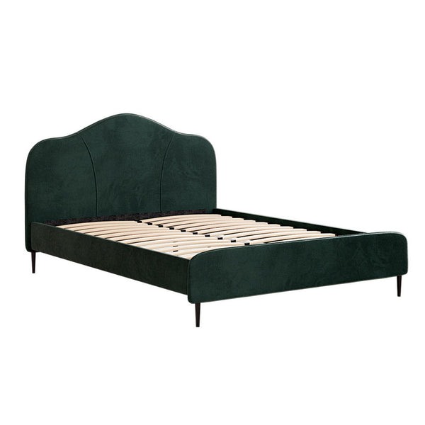 Queen Bed Frames Artiss Bed Frame Queen Size Velvet Dark Green Olan