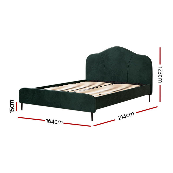 Queen Bed Frames Artiss Bed Frame Queen Size Velvet Dark Green Olan