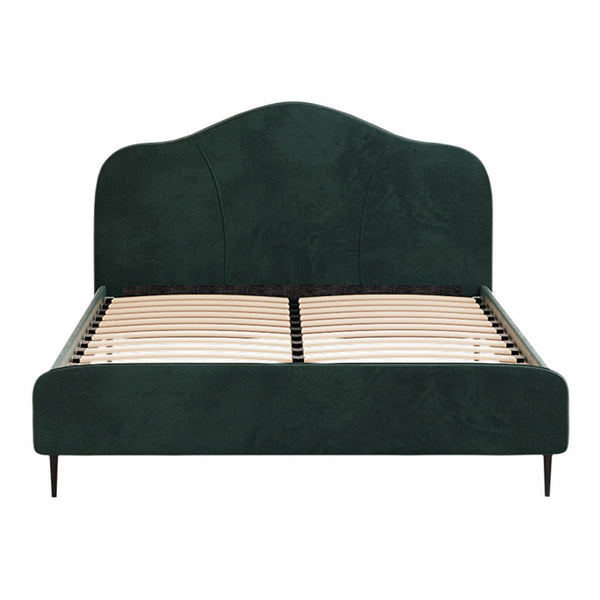 Queen Bed Frames Artiss Bed Frame Queen Size Velvet Dark Green Olan