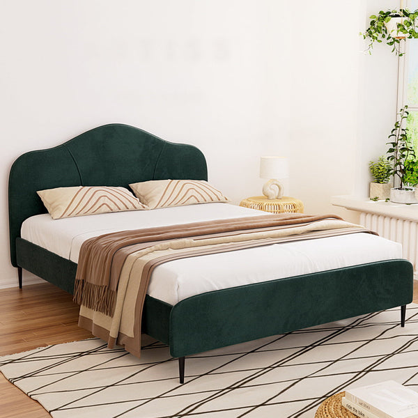 Queen Bed Frames Artiss Bed Frame Queen Size Velvet Dark Green Olan