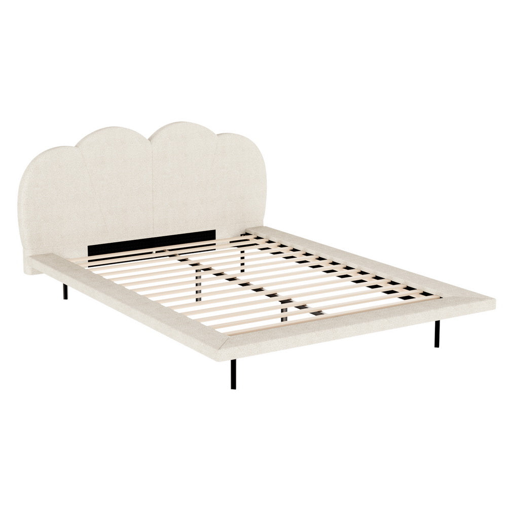 Queen Bed Frames Artiss Bed Frame Queen Size Boucle Beige Sasa