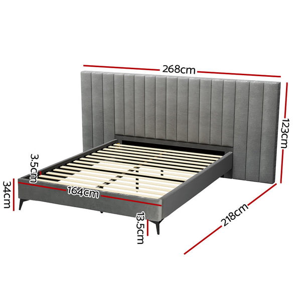 Queen Bed Frames Artiss Bed Frame Queen Size Velvet Grey Lott