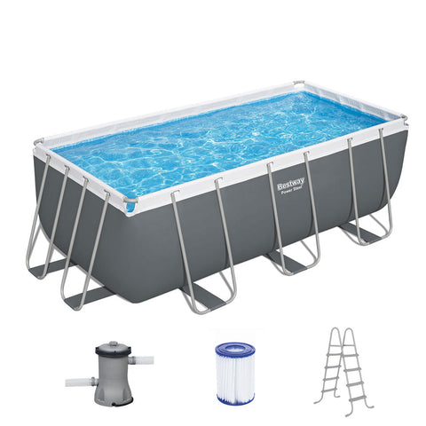 Above Ground Pools Bestway Swimming Pool 412X201x122cm Steel Frame Filter Pump Ladder 8124L