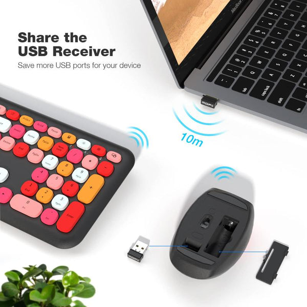 Keyboards & Keypads Bluetooth Keyboard And Mouse Combo Set Red Colour Retro Design Wireless Portable