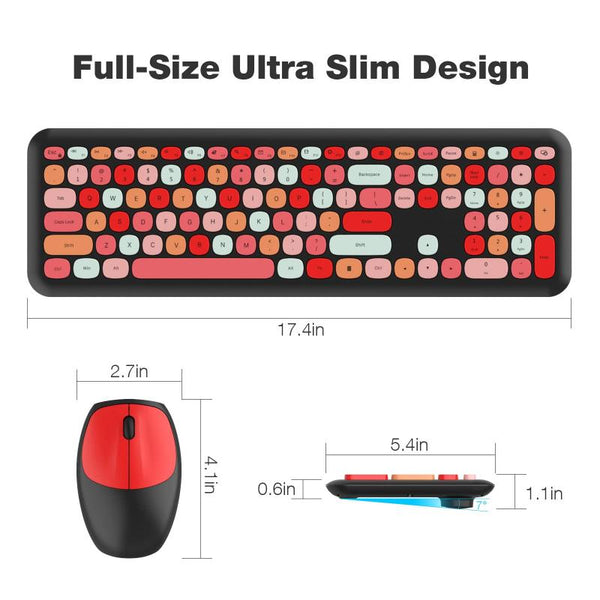 Keyboards & Keypads Bluetooth Keyboard And Mouse Combo Set Red Colour Retro Design Wireless Portable