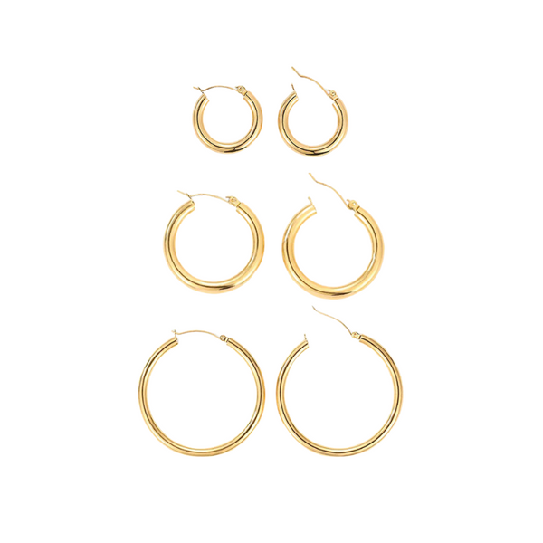 Earrings Broad Round Hoops In Gold Stainless Steel For Fashion Jewellery Collection