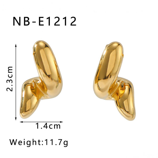 Earrings New Geometric Minimalist Design Bright Lines Stainless Steel Women Ladies Jewelry