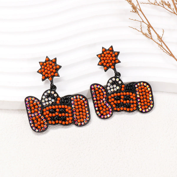 Earrings Cartoon Pumpkin Pearl Halloween Ghost Face For Festive Occasions