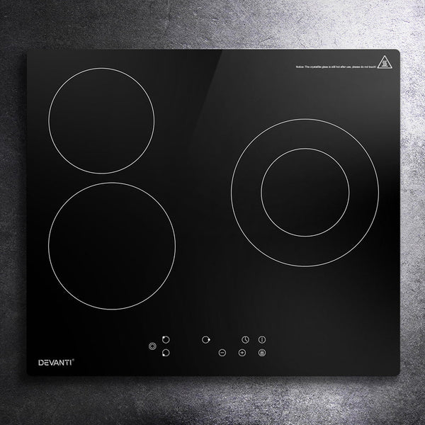 Cooktops Devanti Electric Ceramic Cooktop 60Cm Kitchen Cooker 4 Burner Hob Touch Control 5200W