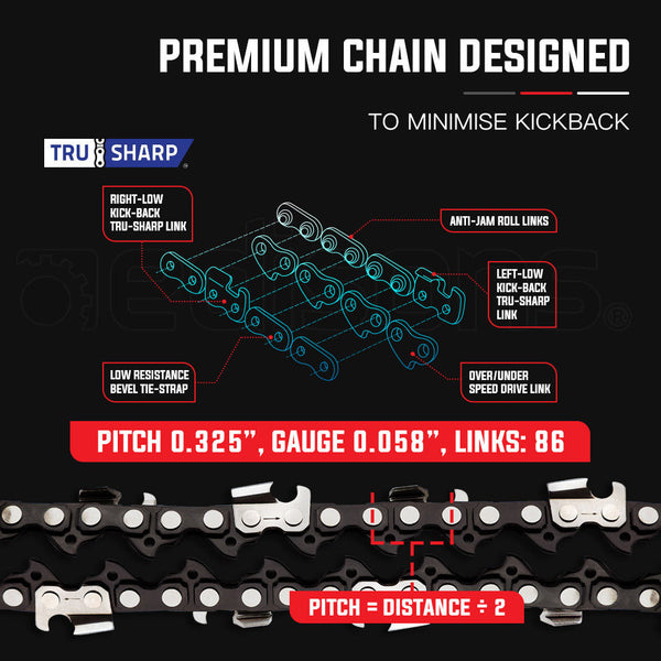 Chainsaw Parts Baumr Ag 22' Premium 0.325' Pitch Commercial Chainsaw Replacement