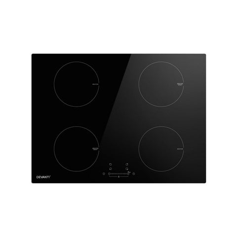 Cooktops Devanti Electric Induction Cooktop 70Cm Ceramic 4 Zones Stove Top Hot Plate 7000W