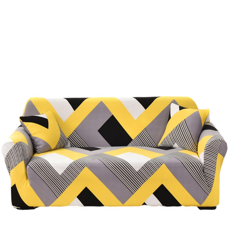 Slipcovers 4 Seater Sofa Cover Yellow Wave Style Elastic Stretchable Slipcover For Living Room